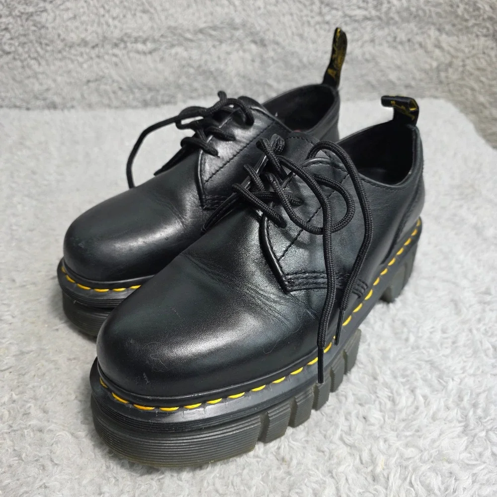 Dr Martens Black Leather Platform Shoes Audrick 3 Womens 8 EU 39 Men 7‎